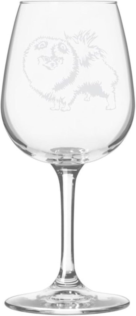 Pomeranian Etched Laser Art Personalized Dog Themed Etched Wine Glass