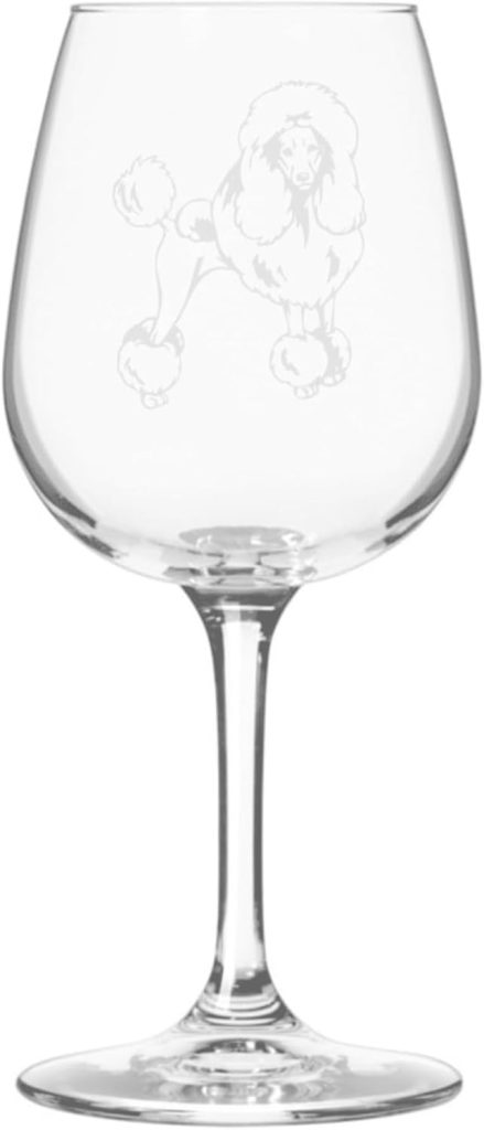 Poodle Dog Themed Etched 12.75oz Wine Glass