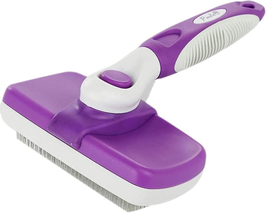 POODLIE Dog Grooming Brush, Self Cleaning Slicker Brush