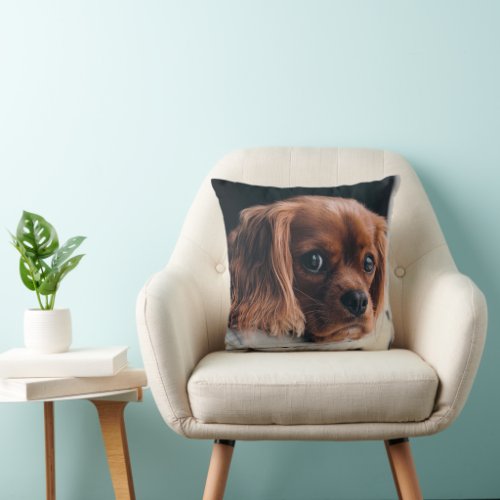 Ruby Cavalier King Charles Spaniel Dog Throw Pillow